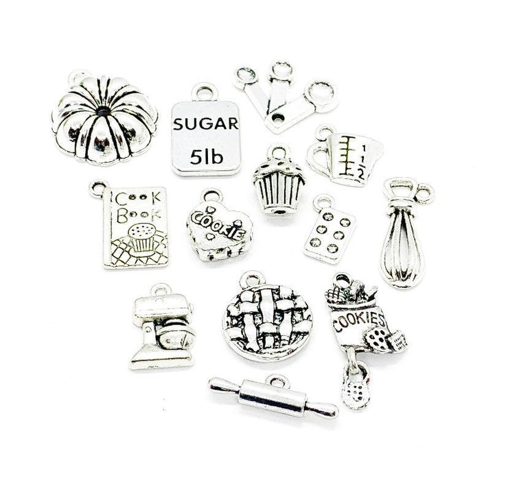 Ultimate Baking Charms Bundle, Large Charm Lot, Bulk, Bakers Charms, Kitchen Charms, Mini Cake Baking, Tiny Cookie Charm, Jewelry Findings