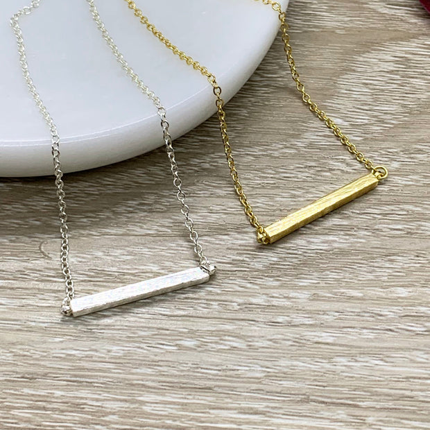 Blank Slate Card, Dainty Bar Necklace, Layering Necklace, Balance Bar Pendant, Gift for Friend, Minimalist Jewelry, Birthday Gift, Christmas