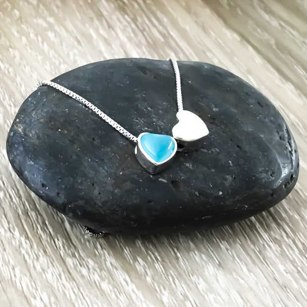 Tiny Blue Heart Necklace, Sterling Silver Heart Pendant, Simple Reminders Jewelry, Gift for Grandma, Mother of 1 Gift, Minimalist Necklace