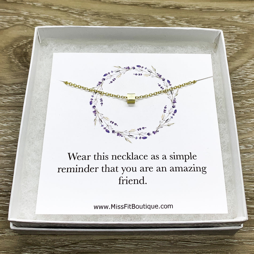 Amazing Friend Gift, Tiny Cube Necklace, Jewelry with Meaning, Gift for Friend, Simple Reminder Gift, Gift for Best Friend, Christmas Gift