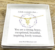 Simple Reminder Gift, Arrow Necklace, Uplifting Gift for Friend, Inspirational Card, You Are Strong, Brave, Affirmation Gift, Dainty Jewelry