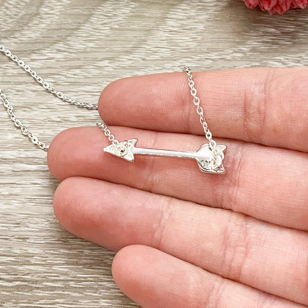 You Are My Hero, Arrow Necklace with Card, Inspirational Quote, Strength Necklace, Tiny Arrow Pendant, Gift for Mother, Motivational Gift
