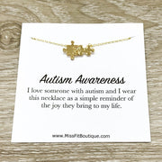 Autism Awareness Necklace, Autism Mother Gift, Rose Gold Puzzle Necklace, Silver Puzzle Jewelry, Jigsaw Puzzle Gift, Birthday Gift, Holiday
