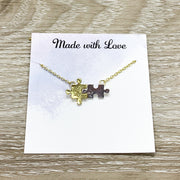 Interlocking Puzzle Necklace Set for 2, Best Friends Card, Matching Puzzle Piece Necklaces, Gift for Best Friend, Birthday Gift, BFF Gift