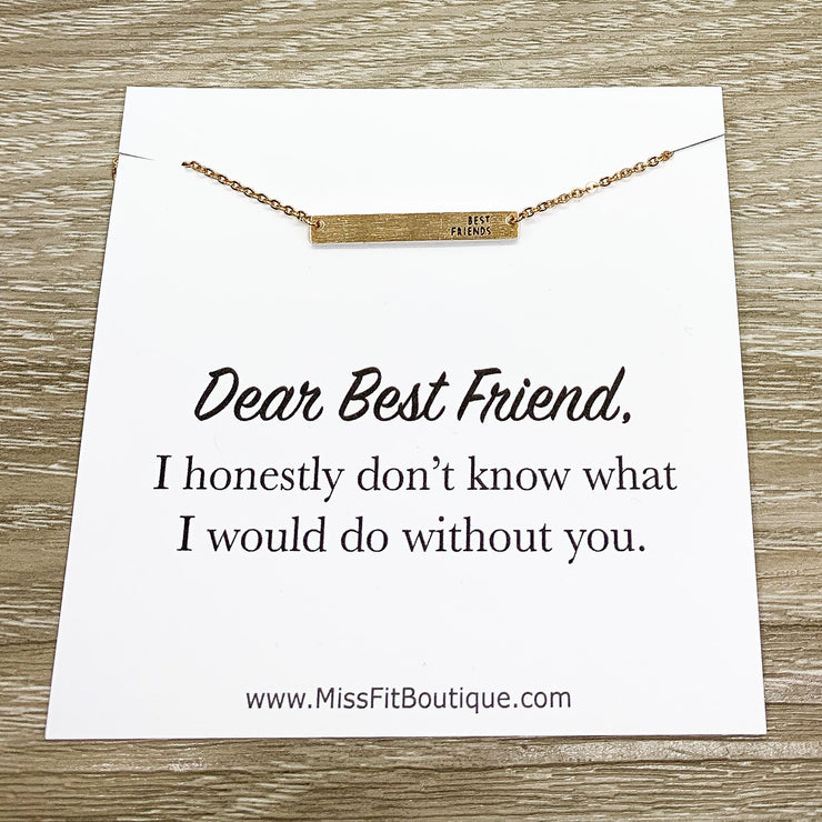 Best Friends Bar Necklace, Dear Best Friend Card, Friendship Necklace, Personalized Card, Gift for Bestie, Best Friend Christmas Gift