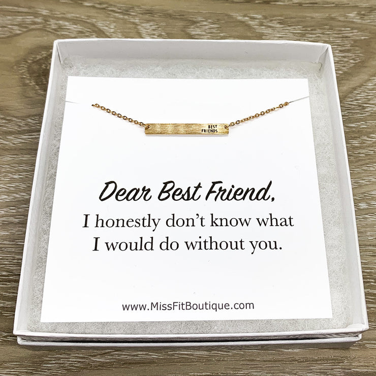 Best Friends Bar Necklace, Dear Best Friend Card, Friendship Necklace, Personalized Card, Gift for Bestie, Best Friend Christmas Gift