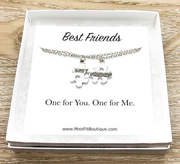 Best Friends Necklaces, Puzzle Necklace Set for 2, Best Friend Gift, Matching Puzzle Jewelry, Long Distance Friend, Two Split Necklaces