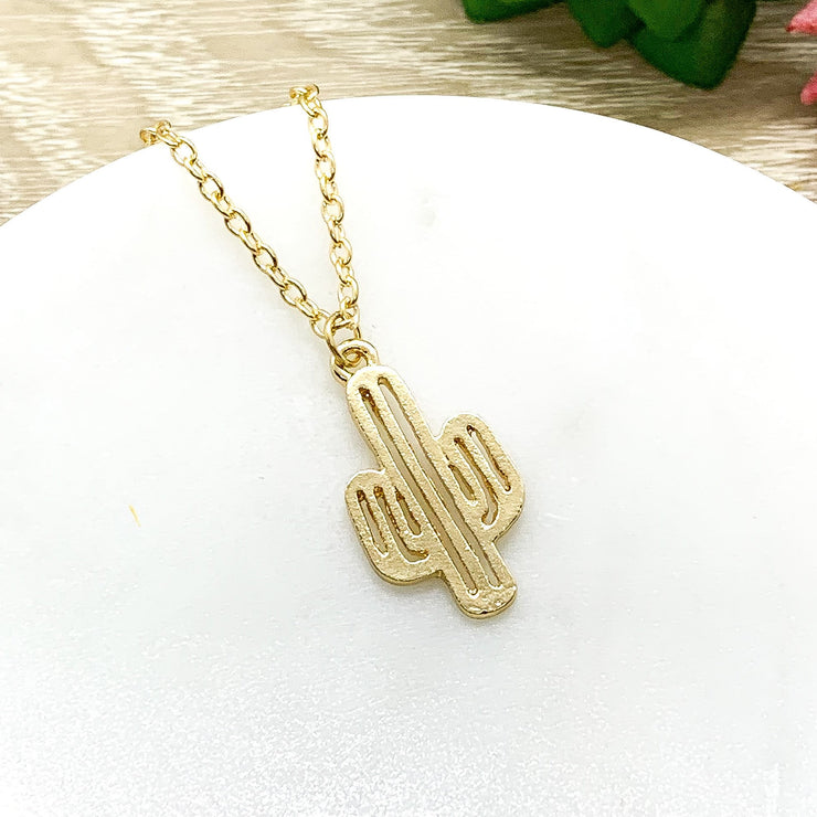 Large Cactus Charm Necklace, Plant Necklace, Cacti Necklace, Desert Jewelry, Gift for Women, Cactus Jewelry, Stocking Filler