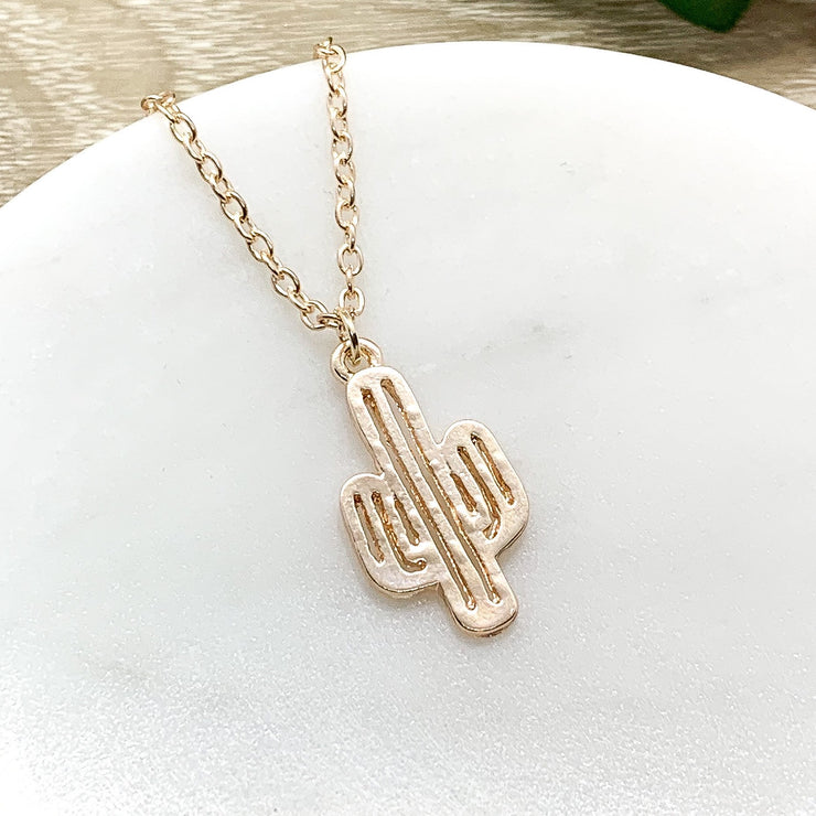 Large Cactus Charm Necklace, Plant Necklace, Cacti Necklace, Desert Jewelry, Gift for Women, Cactus Jewelry, Stocking Filler