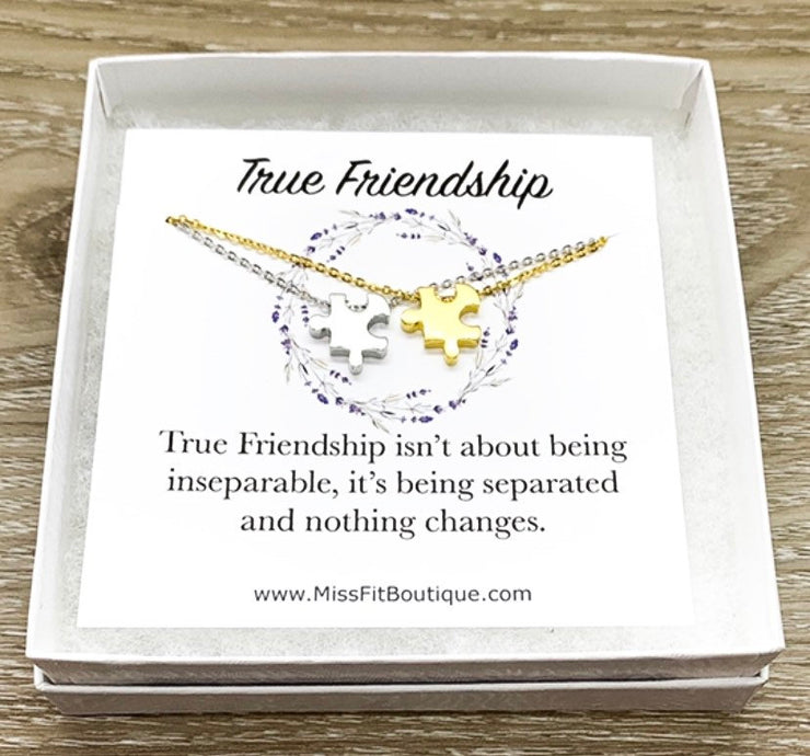 True Friendship Gift, Matching Puzzle Necklace Set, Best Friends Necklaces for 2, Jewelry Set, Long Distance Friends Gift, Holiday Gifts