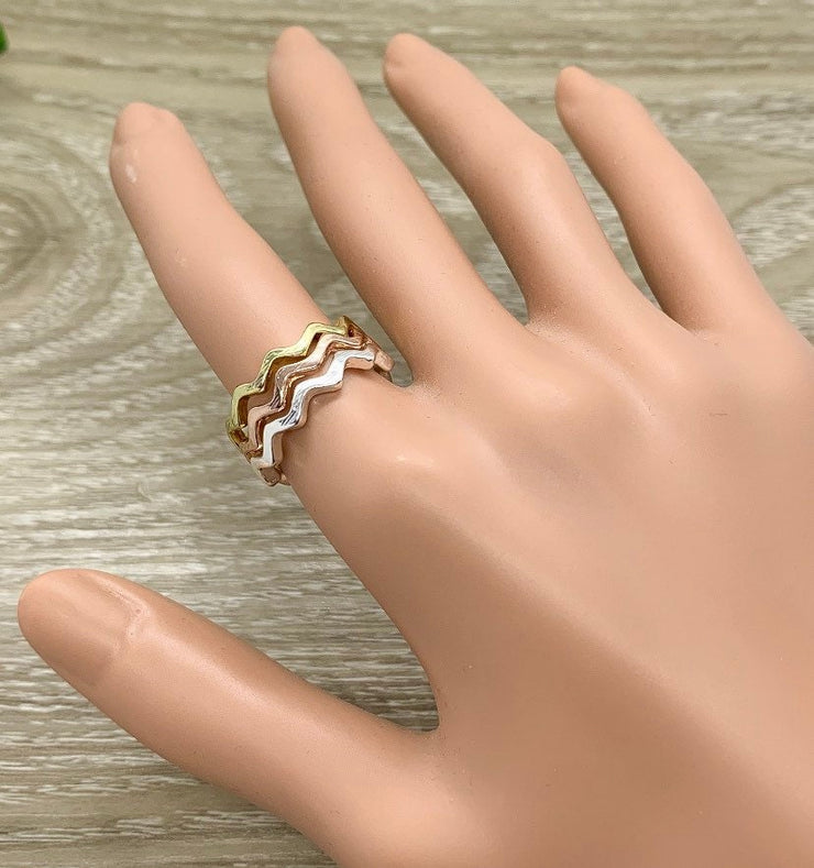 Zigzag Ring, Geometric Statement Ring, Stackable Ring, Timeless Jewelry, Modern, Trendy, Midi Ring for Women, Minimal Ring for Her