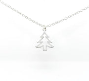 Pine Tree Necklace, Christmas Tree Necklace, Silver Tree Pendant, Dainty Necklace, Mini Charm Necklace, Gift for Her, Holiday Necklace