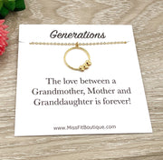 Circle with 3 Hearts Necklace with Card, Three Generations Gift, Granddaughter Mother Grandmother, Grandma Necklace, Gift from Granddaughter