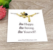 Be Strong, Be Yourself Card, Bee Necklace, Bee Jewelry, Statement Necklace, Inspirational Gift, Strength Gift, Gift from Sister, Birthday