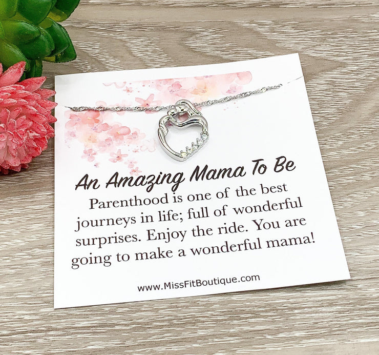 Amazing Mama to Be Quote, Congratulations Card, Mommy and Baby Necklace, New Mom Jewelry, New Mother Gift, Welcome to Parenthood Gift