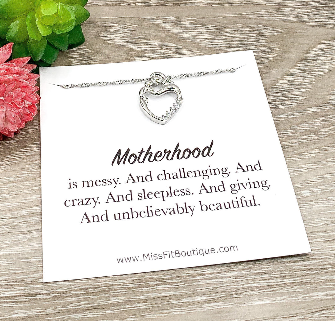 Motherhood Quote, Mama to Be Congratulations Card, Mommy and Baby Necklace, New Mom Jewelry, New Mother Gift, Advice Gift for Her