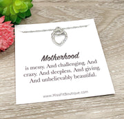 Motherhood Quote, Mama to Be Congratulations Card, Mommy and Baby Necklace, New Mom Jewelry, New Mother Gift, Advice Gift for Her