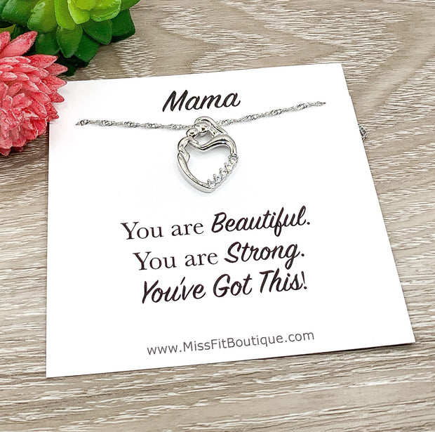 New Mama Gift, Mommy and Baby Necklace, Postpartum Care Package, Motherhood Jewelry, Mama to Be Card, New Mom Necklace, Push Present for Her