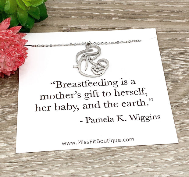 Breastfeeding Quote, Mama and Baby Necklace, Breastfeeding Mom Gift, Nursing Mama Jewelry, Motherhood Jewelry, New Mom Gift, Support Gift