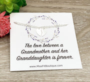 Grandmother Granddaughter Necklace Set for 2, Split Hearts, Matching Half Heart Pendants, You Complete Me, Meaningful Gift for Grandma