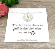 Bird Necklace, Learn to Fly, Bird on a Branch Pendant, Bird Jewelry, Bird Lover Gift, Motivation, Inspirational Gift, Encouragement Gift