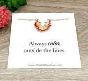 Pencil Shaving Necklace, Red Coloring Pencil Gift, Color Outside The Lines, Red Pencil Pendant, Unique Statement Necklace, Mental Health