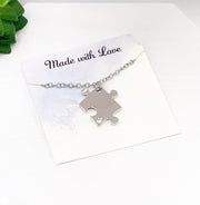 Puzzle Necklace Set for Four, Silver Puzzle Piece Pendant, Gold Interlocking Puzzle Jewelry, Autism Awareness Gift, Best Friend Gifts