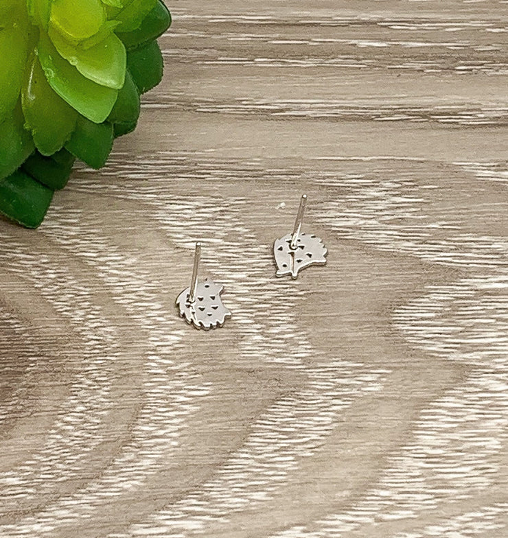 Tiny Hedgehog Stud Earrings, Wildlife Jewelry, Porcupine Earrings Sterling Silver, Animal Lover Jewelry, Cute Woodland Jewelry, Gift for Her