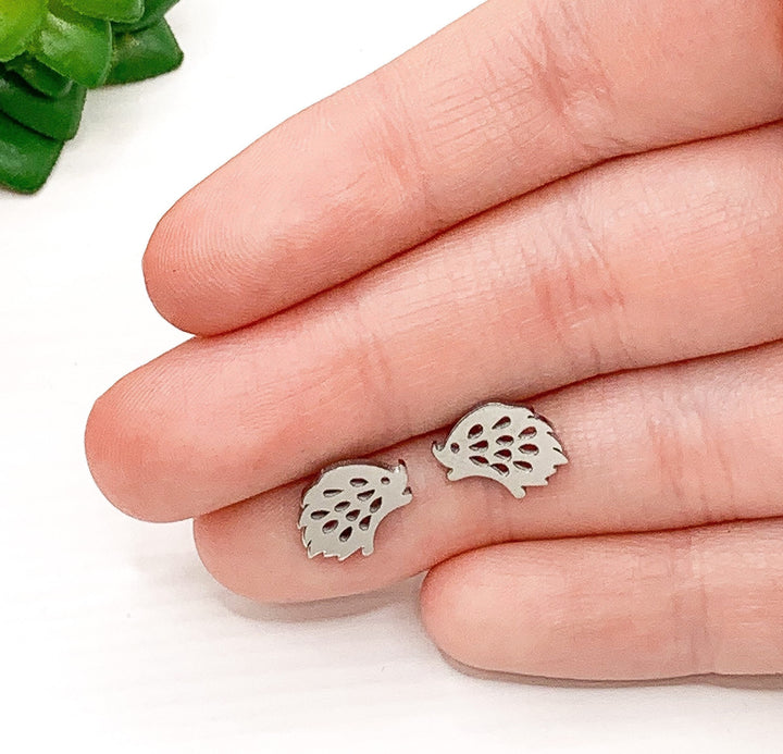Hedgehog Stud Earrings Rose Gold, Wildlife Jewelry, Cute Animal Earrings, Animal Lover Gift, Dainty Woodland Jewelry, Christmas Gift for Her