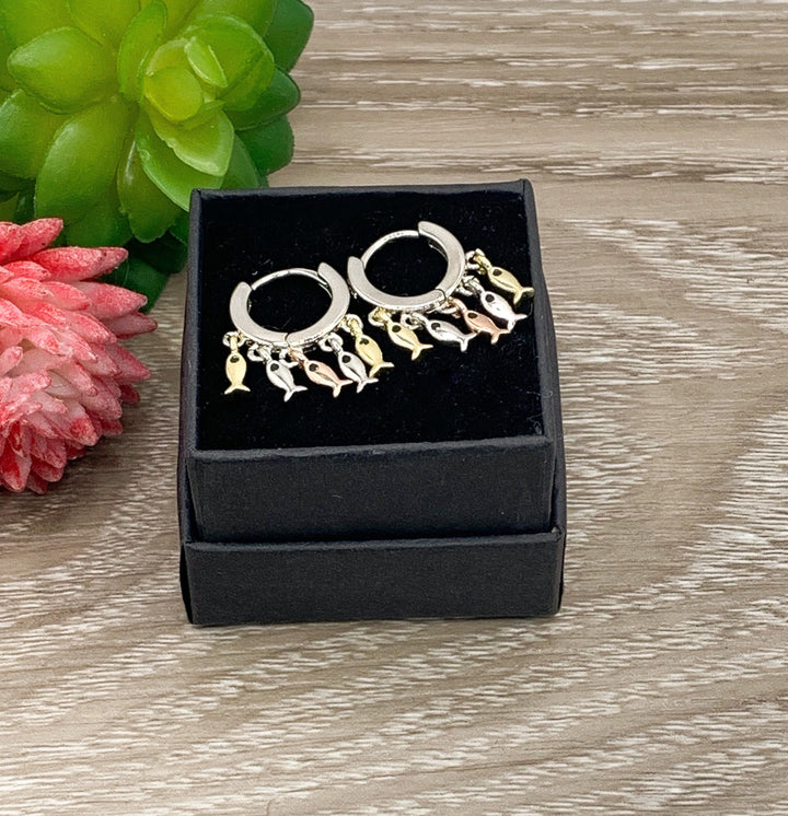 Fish Hook Hoop Earrings, Sterling Silver Earrings, Dainty Jewelry, Fishing Jewelry, Best Friend Gift, Holiday Jewelry, Gift for Girlfriend