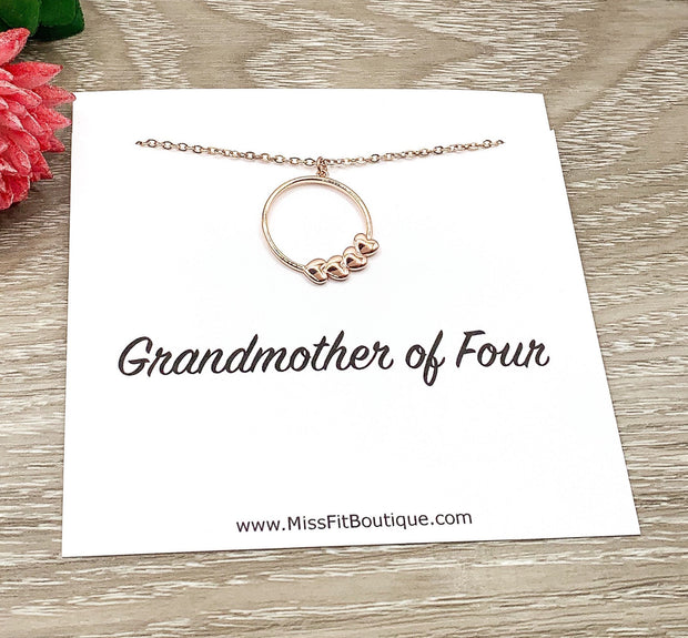 Grandmother of Four Gift, Grandma of 1 - 4, Gift from Grandkids, Multiple Hearts Pendant, Grandma Christmas, Gift from Grandbabies, Keepsake