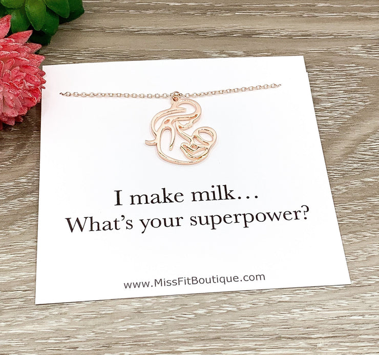 I Make Milk What’s Your Superpower, Breastfeeding Quote, Mama and Baby Necklace, Breastfeeding Mom Gift, Nursing Mama Support Gift for Her