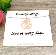 Love in Every Drop, Breastfeeding Quote, Mom and Baby Necklace, Breastfeeding Gift, Nursing Mama Support Gift, Thoughtful Encouragement Gift