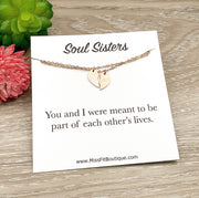 Soul Sisters Necklace Set for 2, Minimal Split Hearts Necklace, Matching Friendship Necklaces, Half Heart Necklace, Bestie Gift