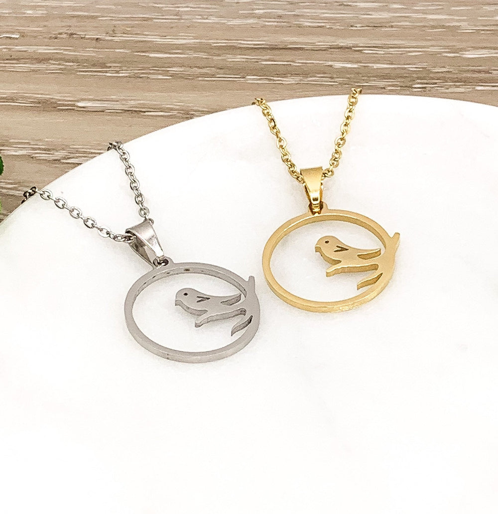 Bird on a Branch Necklace, Cheer Up Gift for Friend, Bird Jewelry, Bird Lover Gift, Inspirational Gift, Encouragement Gift, Mental Health