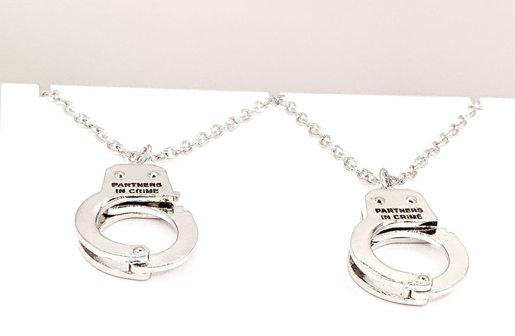 Partners in Crime Keychains, Best Bitches Gift, Handcuffs Matching Necklace Set for 2, Bestfriend Gift, Friendship Keychain, BFF Gift, Squad