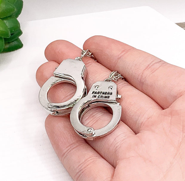 Partners in Crime Keychains, Best Bitches Gift, Handcuffs Matching Necklace Set for 2, Bestfriend Gift, Friendship Keychain, BFF Gift, Squad