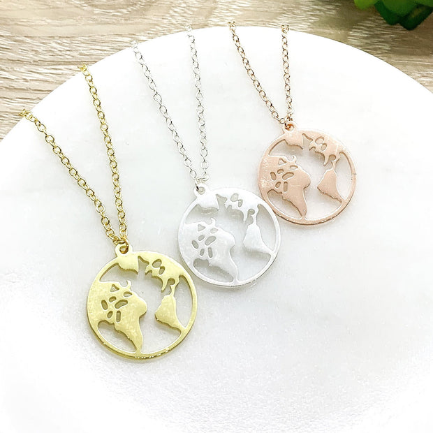 Planet Earth Necklace, Graduation Gift for Her, Friendship Necklace, Gift for Best Friend, Going Away Gift for Niece, Young Women Necklace