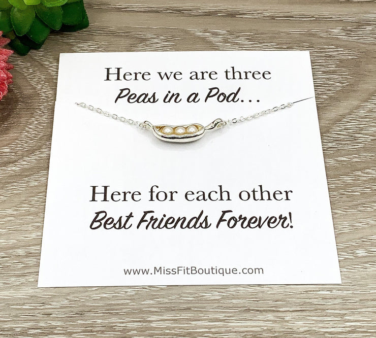 Three Peas in a Pod Necklace, Best Friends Jewelry, Unique Pearl Jewelry, Pea Pod Necklace, Friendship Gift, 3 Friends Jewelry Gift, BFF