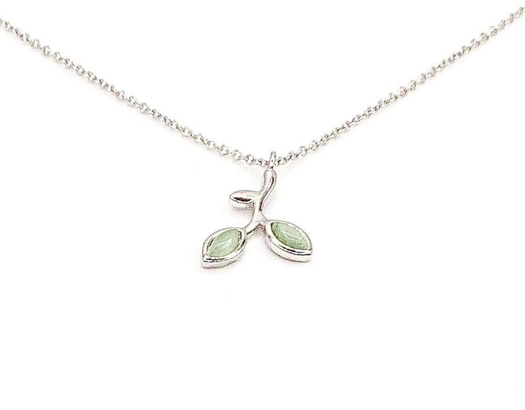Green Leaf Branch Necklace, Turning Over a New Leaf Card, Sterling Silver, New Beginning Gift, Fresh Start Gift, Nature Lover Gift, Friends