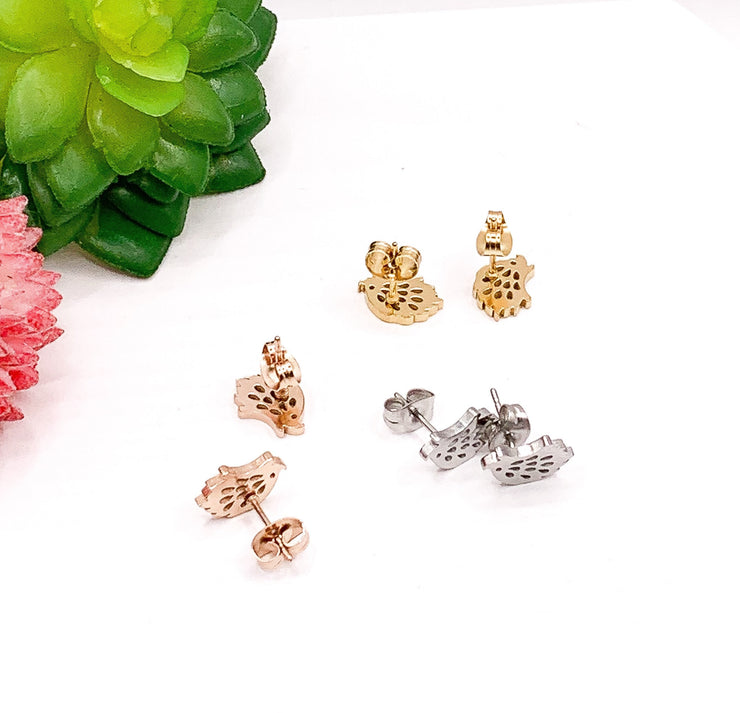 Hedgehog Stud Earrings Rose Gold, Wildlife Jewelry, Cute Animal Earrings, Animal Lover Gift, Dainty Woodland Jewelry, Christmas Gift for Her