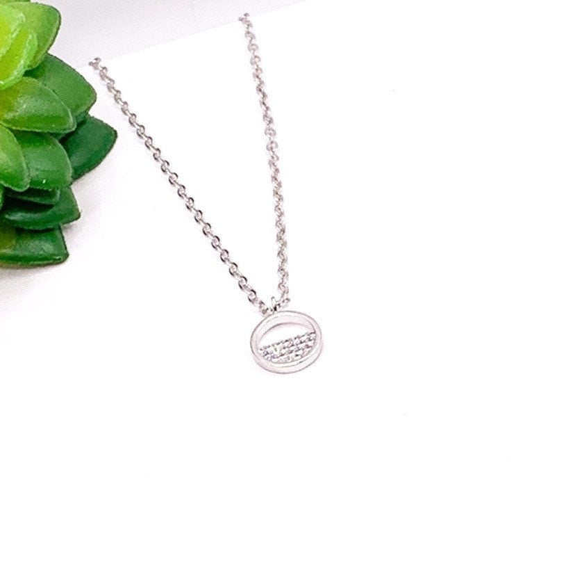 Better Half Card, Wife Necklace, Sterling Silver Solitaire Pendant, Round CZ Necklace, Anniversary Gift from Husband, Girlfriend Christmas