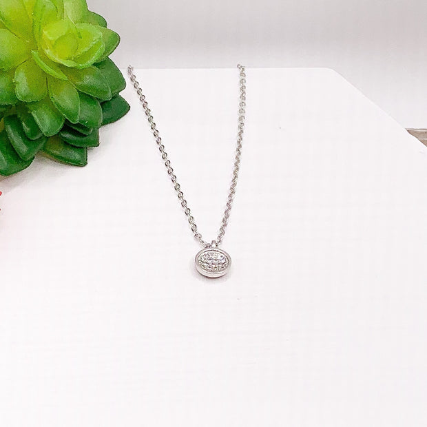 Clean Slate Necklace, New Beginning Gift, Round CZ Necklace, Sterling Silver Solitaire Pendant, Breakup Gift for Her, Encouragement Gift