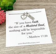 Faith Like a Mustard Seed Necklace, Matthew 17:20 Bible Verse, Faith Charm, Christian Necklace, Infertility Struggle Gift, IVF Survivor Gift