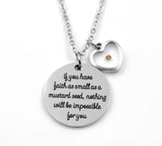 Faith Like a Mustard Seed Charm Necklace, I Carry You In My Heart Card, Bible Verse, Christian Necklace, Miscarriage Necklace for Mom