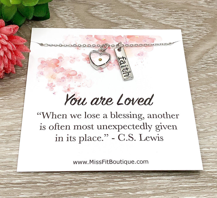 Mustard Seed Necklace, You Are Loved Card, C.S. Lewis Quote, Grieving Mom Gift, Miscarriage Gift, Meaningful Necklace, IVF, Infertility