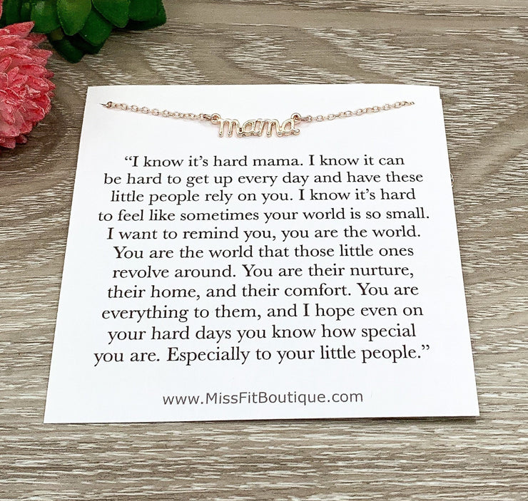 Mama Necklace, Uplifting Gift for Mother, Motivational Card, Affirmation for Mom, Mommy Necklace, Supportive Friend Gift, Keep Going Mama