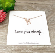 Dainty Deer Necklace, Love You Deerly Card, Reindeer Jewelry, Animal Lover Jewelry, Elk Necklace, Thoughtful Gift for Daughter from Mom