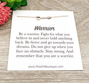 Warrior Necklace, Sideways Arrow Necklace, Recovery Gift, Arrow Jewelry, Recovering Friend Necklace, Cancer Survivor Gift, Support