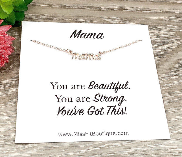 Mama Necklace, Gift for Mother, Affirmation, Motherhood Jewelry, Mommy Gift, Perfect Gift for Mom, Push Present for Her, Postpartum Gift